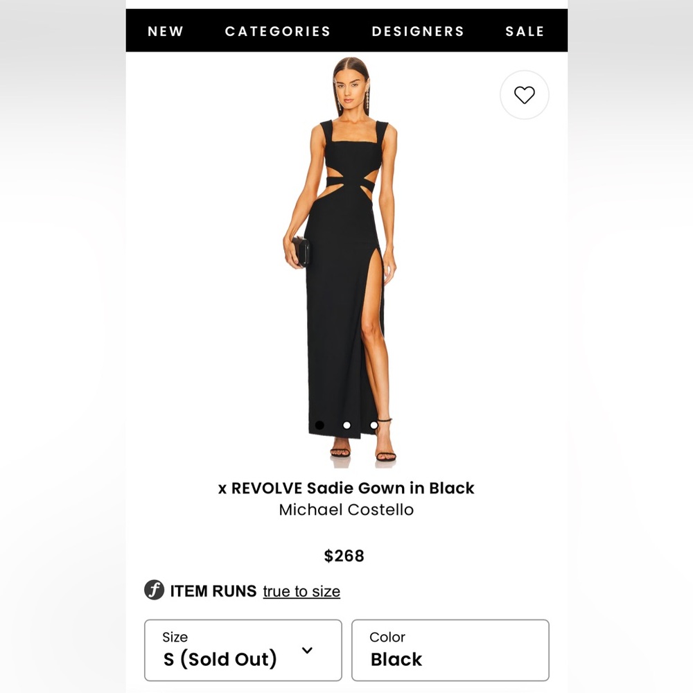 REVOLVE Sadie Gown, size small, black